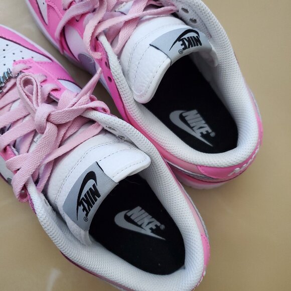 Nike Dunk Low Unlocked By You ID Custom Shoes Pink/White Men's 8.5 Women's 10 - Picture 9 of 11